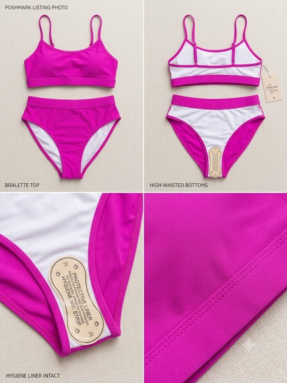 Magenta High-Waist Bralette Bikini Set